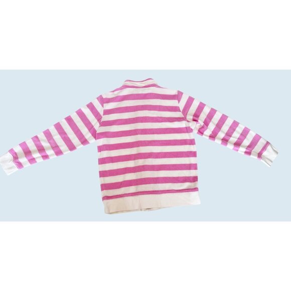 RALPH LAUREN Pink & White Striped Terrycloth Zip Up Sweater Size M - Picture 7 of 8